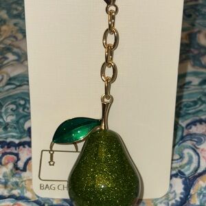 Green Glitter Pear bag charm/keychain